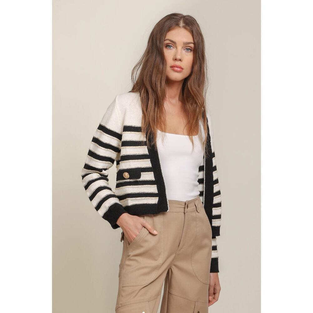 Line & Dot Kammi Cardigan in Ivory / Black Size S